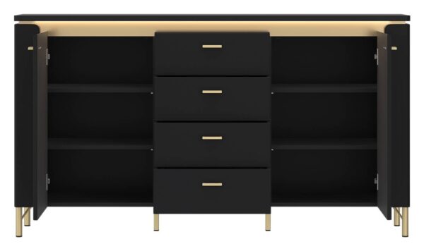 Sideboard Norica schwarz matt gold Optik B/H/T: ca. 155x87x40 cm – Bild 3