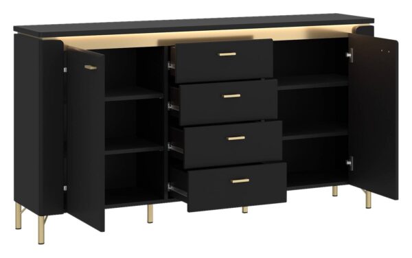Sideboard Norica schwarz matt gold Optik B/H/T: ca. 155x87x40 cm – Bild 4