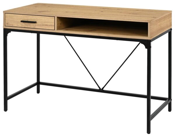 Schreibtisch Faya Eiche Artisan Nachbildung schwarz B/H/T: ca. 110x75x48 cm – Bild 3