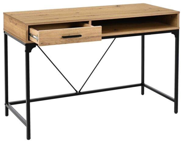 Schreibtisch Faya Eiche Artisan Nachbildung schwarz B/H/T: ca. 110x75x48 cm – Bild 4