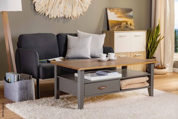 Couchtisch LUZERNA grau lackiert B/H/T: ca. 115x45x60 cm Couchtisch LUZERNA grau lackiert B/H/T: ca. 115x45x60 cm – Bild 5