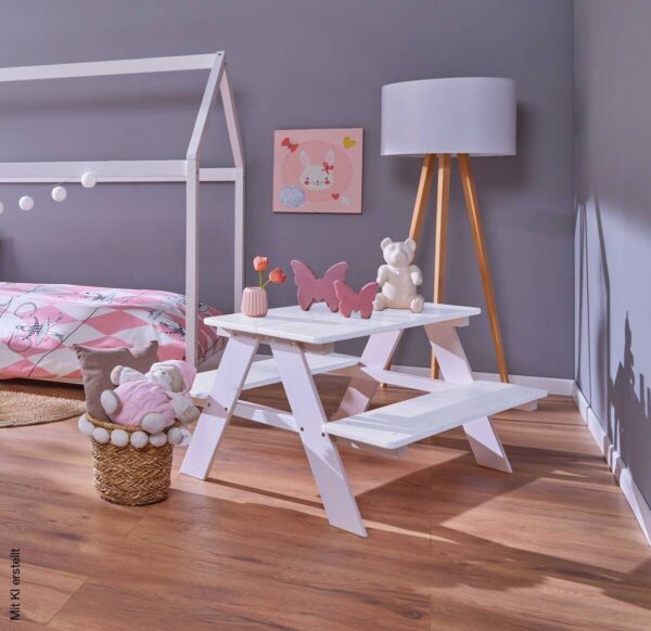 Kinder-Bank HENNING Weiß weiß lackiert B/H/L: ca. 82x50x90 cm – Bild 4