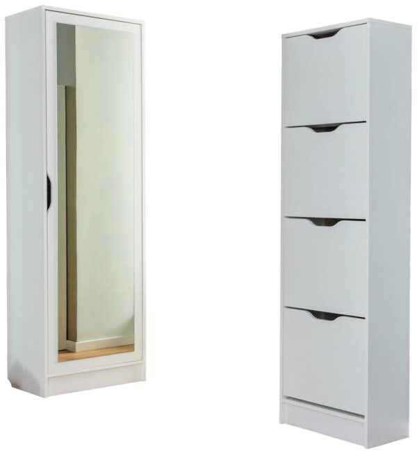 Schuhschrank Westphalen 1D weiß beschichtet Nachbildung B/H/L: ca. 40x189,5x58 cm Schuhschrank Westphalen 1D weiß beschichtet Nachbildung B/H/L: ca. 40x189,5x58 cm – Bild 3