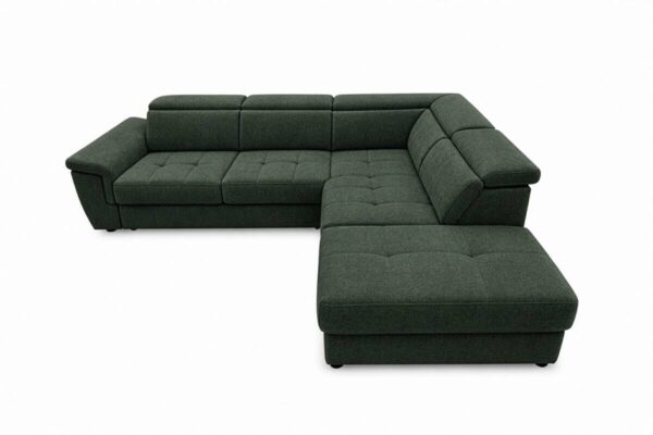 Ecksofa mit Bettfunktion und Bettkasten dunkelgrün Flachgewebe B/H/T: ca. 267x75x238 cm – Bild 2