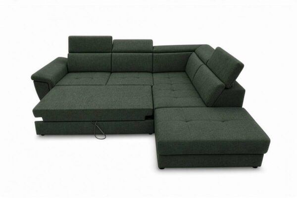 Ecksofa mit Bettfunktion und Bettkasten dunkelgrün Flachgewebe B/H/T: ca. 267x75x238 cm – Bild 3