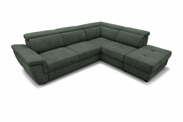 Ecksofa mit Bettfunktion und Bettkasten dunkelgrün Flachgewebe B/H/T: ca. 267x75x238 cm – Bild 4