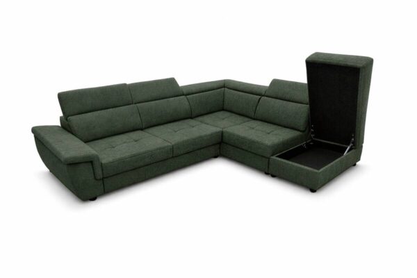 Ecksofa mit Bettfunktion und Bettkasten dunkelgrün Flachgewebe B/H/T: ca. 267x75x238 cm – Bild 5