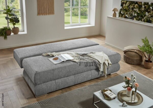 Schlafsofa Biel silber Microfaser B/H/T: ca. 199x97x95 cm – Bild 4