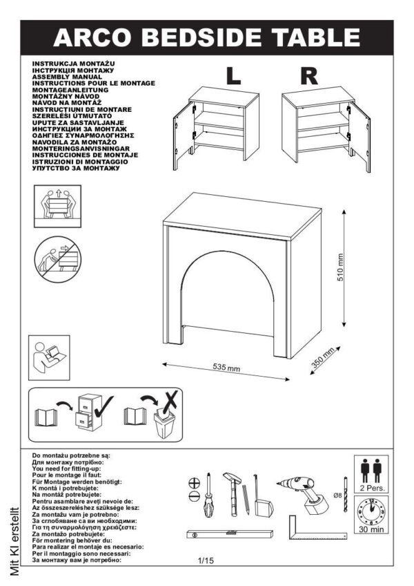Nachtkonsole ARCO weiß B/H/T: ca. 50x49x35 cm – Bild 2