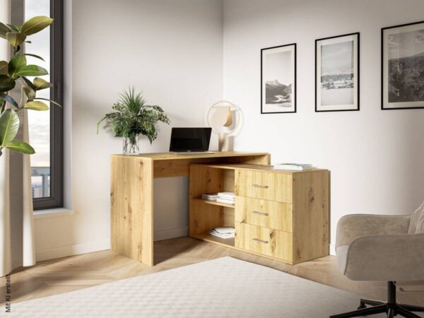 Schreibtisch KURT Eiche Artisan Nachbildung B/H/T: ca. 120x75,4x122 cm Schreibtisch KURT Eiche Artisan Nachbildung B/H/T: ca. 120x75,4x122 cm – Bild 5