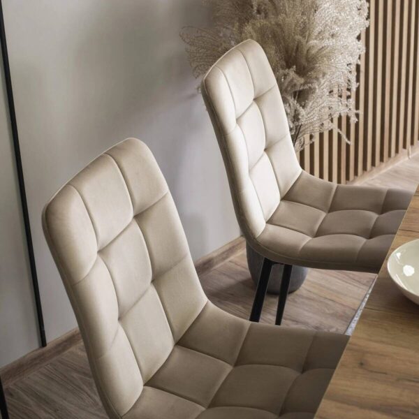 Stuhl PERU beige Velourstoff B/H/T: ca. 42x90,5x52 cm – Bild 2