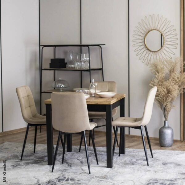Stuhl PERU beige Velourstoff B/H/T: ca. 42x90,5x52 cm – Bild 3