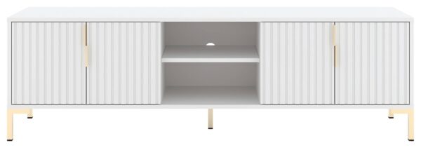 TV-Lowboard FLINN weiß matt gold Optik B/H/T: ca. 195x50x40 cm – Bild 2