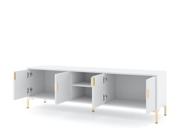 TV-Lowboard FLINN weiß matt gold Optik B/H/T: ca. 195x50x40 cm – Bild 4
