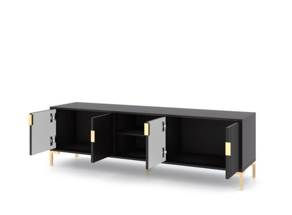 TV-Lowboard FLINN schwarz matt gold Optik B/H/T: ca. 165x50x40 cm – Bild 4