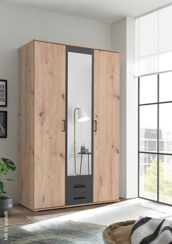 Kleiderschrank Eiche Artisan Nachbildung B/H/T: ca. 120x197x54 cm – Bild 2