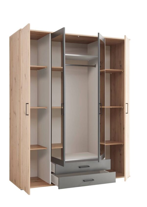 Kleiderschrank Eiche Artisan Nachbildung B/H/T: ca. 159x197x54 cm – Bild 2