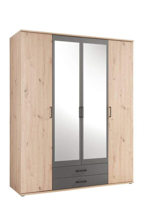 Kleiderschrank Eiche Artisan Nachbildung B/H/T: ca. 159x197x54 cm – Bild 3