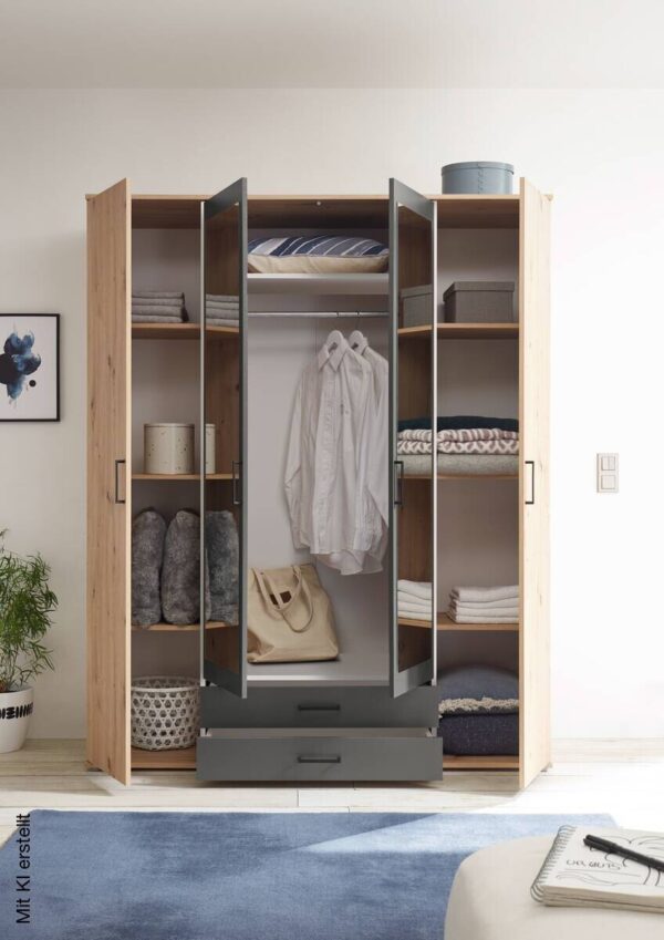 Kleiderschrank Eiche Artisan Nachbildung B/H/T: ca. 159x197x54 cm – Bild 4