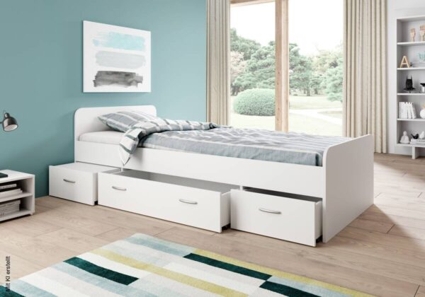 Jugendbett weiß Liegefläche B/L: ca. 90x200 cm – Bild 2