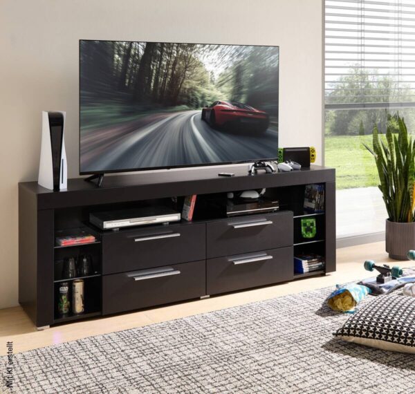 TV-Lowboard Goal Carbon schwarz Carbon Optik B/H/T: ca. 179x66x44 cm – Bild 4