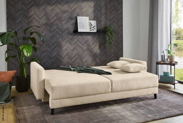 Schlafsofa beige Polyester B/H/T: ca. 217x86x94 cm Schlafsofa beige Polyester B/H/T: ca. 217x86x94 cm – Bild 2