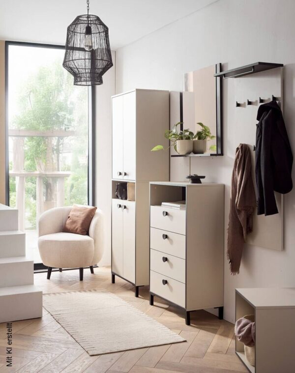 Highboard Edda beige hell B/H/T: ca. 60,2x103,4x33,05 cm – Bild 2