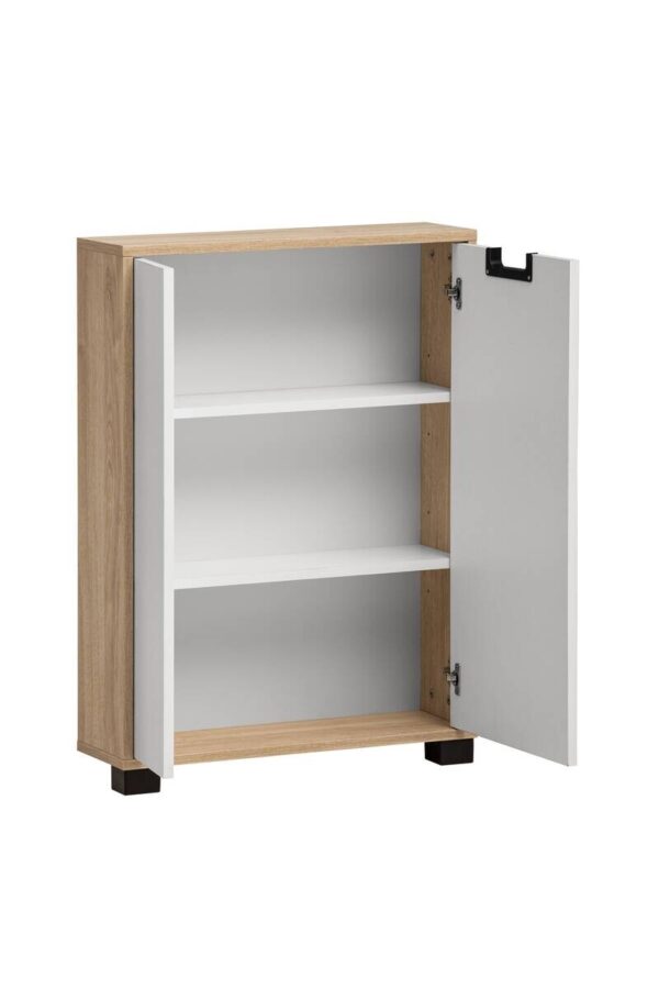 Schrank Emmik weiß matt Eiche Eiche weiß Nachbildung B/H/T: ca. 59,8x85,2x19,55 cm – Bild 3