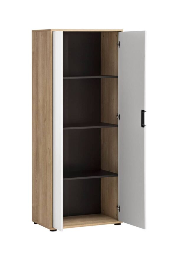 Aktenschrank Emmik weiß matt Eiche Eiche weiß Nachbildung B/H/T: ca. 65,1x163,6x41 cm – Bild 2