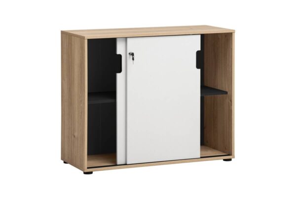 Schiebetürenschrank Emmik weiß matt Eiche Eiche weiß Nachbildung B/H/T: ca. 100,1x83,6x41 cm – Bild 4