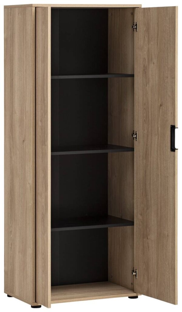Aktenschrank Emmik schwarz matt Eiche Eiche weiß Nachbildung B/H/T: ca. 65,1x163,6x41 cm – Bild 3
