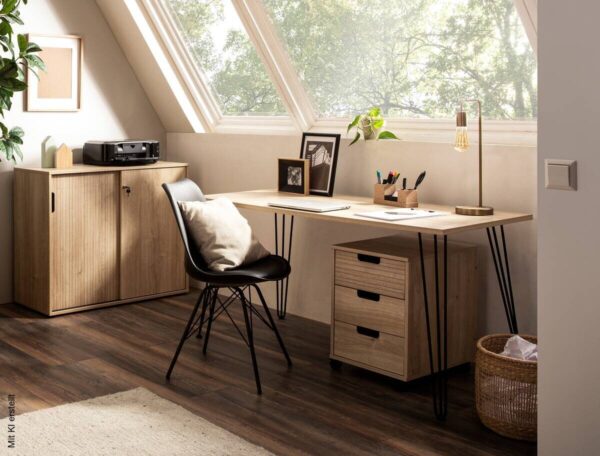 Aktenschrank Emmik weiß matt Eiche Eiche weiß Nachbildung B/H/T: ca. 100,1x83,6x41 cm – Bild 2