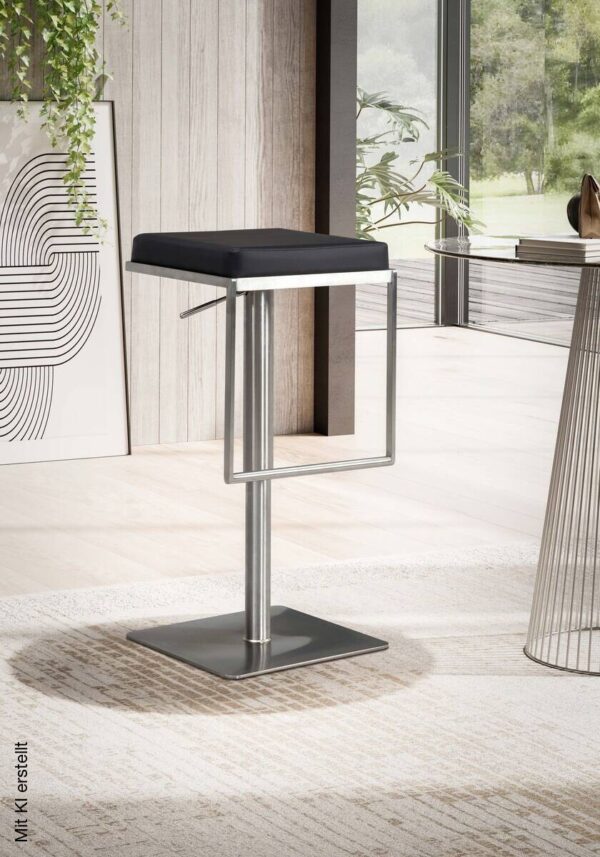 Barhocker schwarz Kunstleder B/H/T: ca. 38x91x39 cm – Bild 4