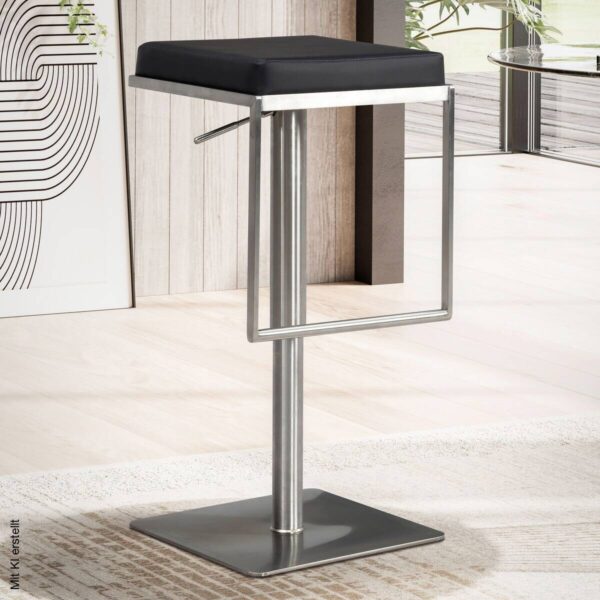 Barhocker schwarz Kunstleder B/H/T: ca. 38x91x39 cm – Bild 5