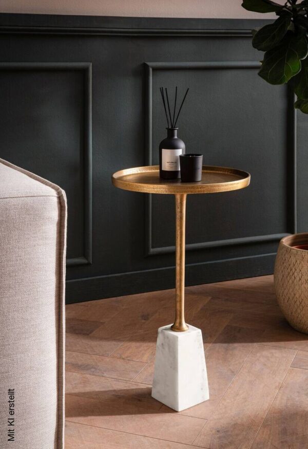 Beistelltisch gold Optik Marmor B/H/T: ca. 34x58x34 cm Beistelltisch gold Optik Marmor B/H/T: ca. 34x58x34 cm – Bild 2