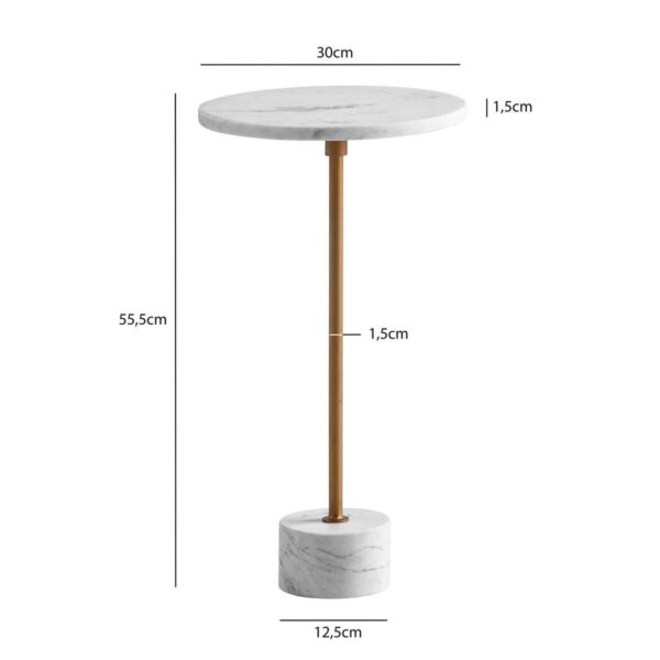 Beistelltisch weiß gold Marmor B/H/T: ca. 30x56x30 cm – Bild 4