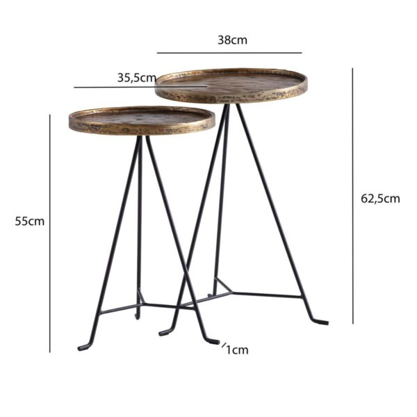 Beistelltisch 2er Set gold dunkel Optik Aluminium B/H/T: ca. 38x63x38 cm – Bild 3