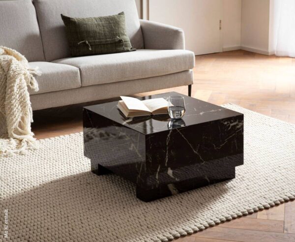 Couchtisch schwarz Marmor Optik B/H/T: ca. 60x35x60 cm – Bild 4