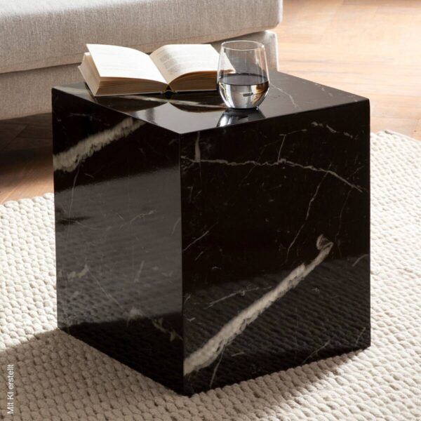 Couchtisch schwarz Marmor Optik B/H/T: ca. 40x45x40 cm Couchtisch schwarz Marmor Optik B/H/T: ca. 40x45x40 cm – Bild 2
