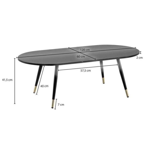 Couchtisch schwarz Marmor Optik B/H/T: ca. 120x42x60 cm – Bild 2