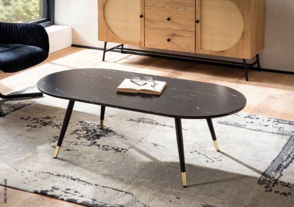 Couchtisch schwarz Marmor Optik B/H/T: ca. 120x42x60 cm – Bild 3
