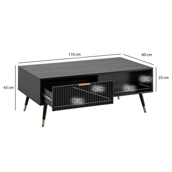 Couchtisch schwarz B/H/T: ca. 110x43x60 cm Couchtisch schwarz B/H/T: ca. 110x43x60 cm – Bild 5