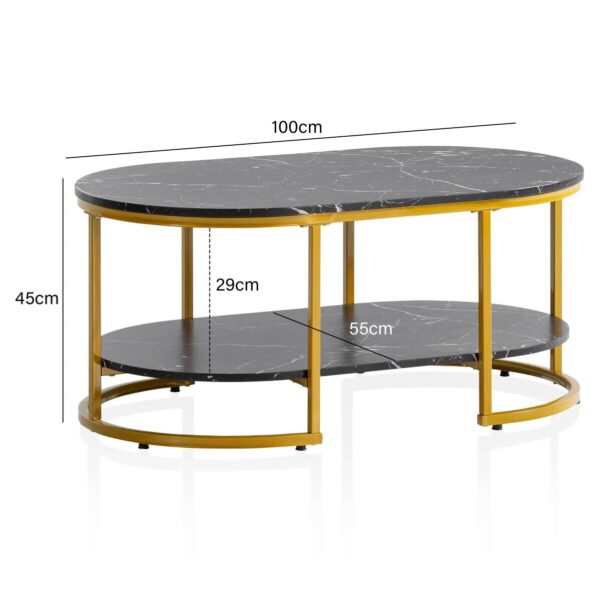 Couchtisch schwarz Marmor Optik B/H/T: ca. 100x45x60 cm – Bild 5