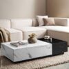 Couchtisch schwarz Marmor Optik weiß Marmor Optik B/H/T: ca. 120x28x60 cm – Bild 5