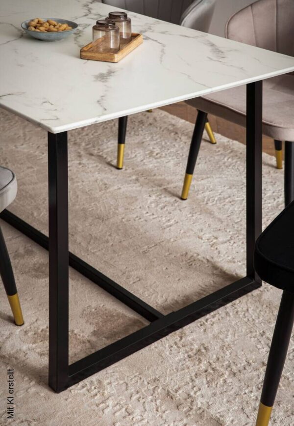 Esstisch weiß Marmor Optik B/H/T: ca. 120x76x60 cm – Bild 4