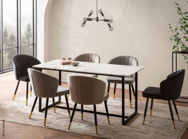 Esstisch weiß Marmor Optik B/H/T: ca. 120x76x60 cm – Bild 5