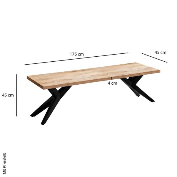 Sitzbank braun B/H/T: ca. 175x45x45 cm – Bild 3
