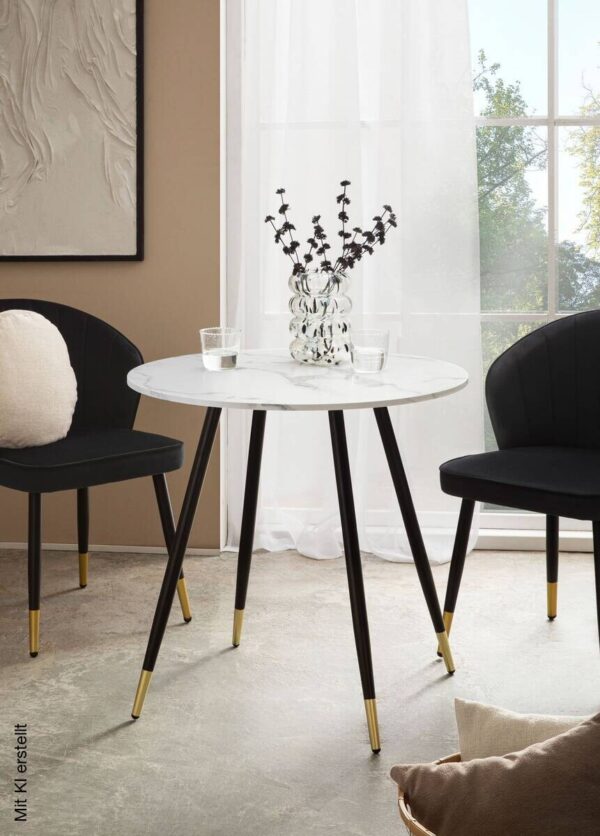 Esstisch weiß Marmor Optik H/D: ca. 76x75 cm – Bild 5