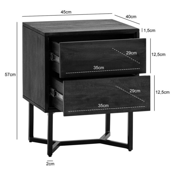 Nachtkonsole schwarz B/H/T: ca. 45x57x40 cm – Bild 2