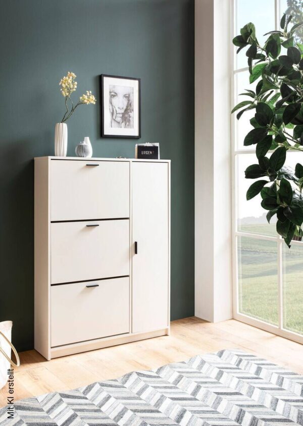 Schuhschrank weiß B/H/T: ca. 90x120x24 cm – Bild 2